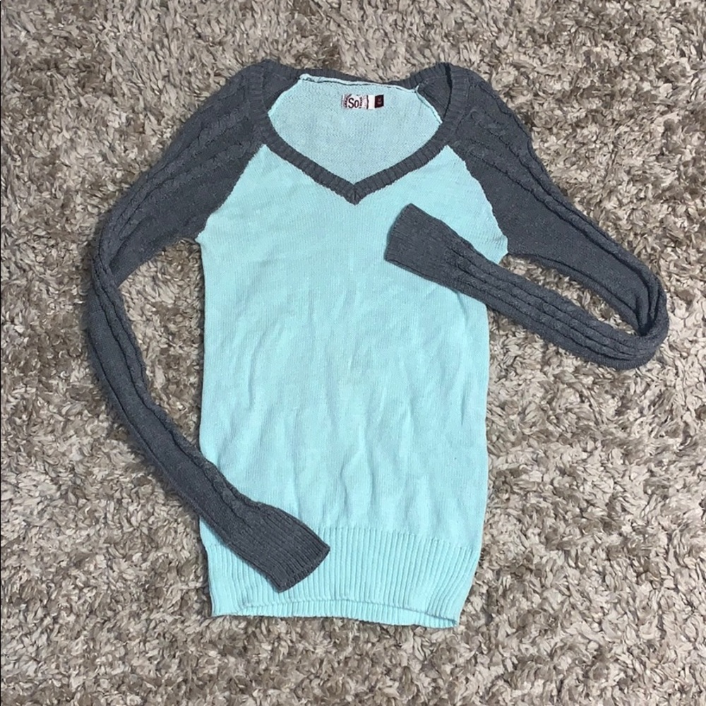 Blue and grey sweater